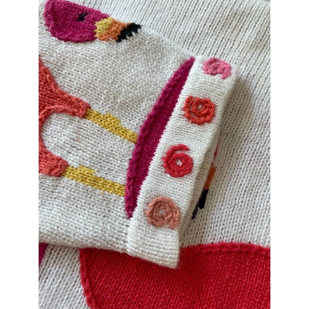Vtg Design Option by Philip & Jane Gordon Flamingo Themed Knit Cardigan Sweater - Picture 11 of 11